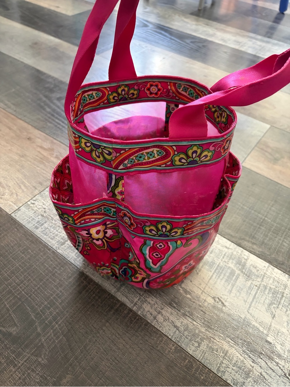 Vera Bradley Pink Floral Paisley Mesh Shower Caddy Tote